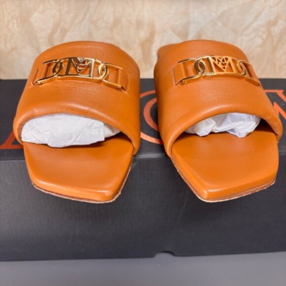 MCM Cognac Travis Leather Chain Flat Slide Sandals size 8 - Picture 4 of 9